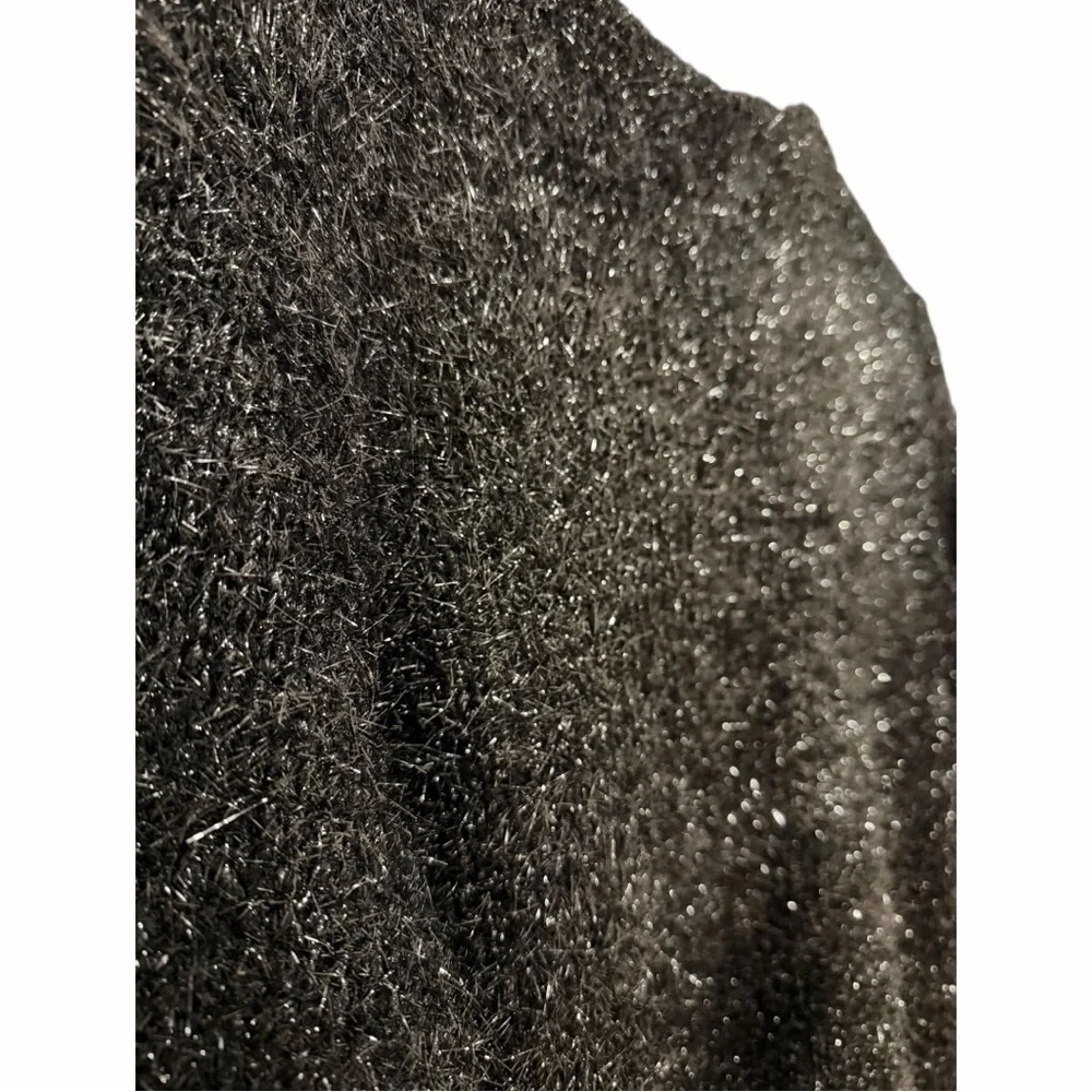 Tory Burch Tinsel Mockneck Sweater Black Iridescent Metallic NWOT Size M